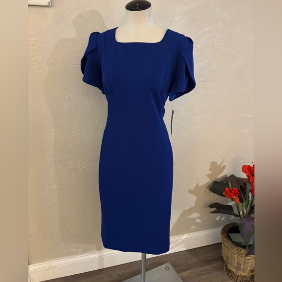 Marc New York Dresses & Skirts - Royal Blue Sheath Dress with Puff Tulup Sleeves Sz 16 NWT